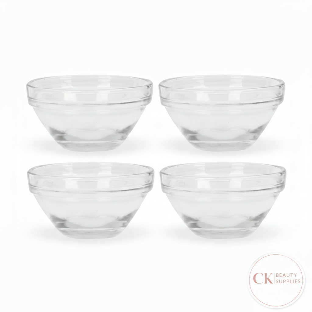 Clear Glass Bowls with CK Beauty Supplies Logo