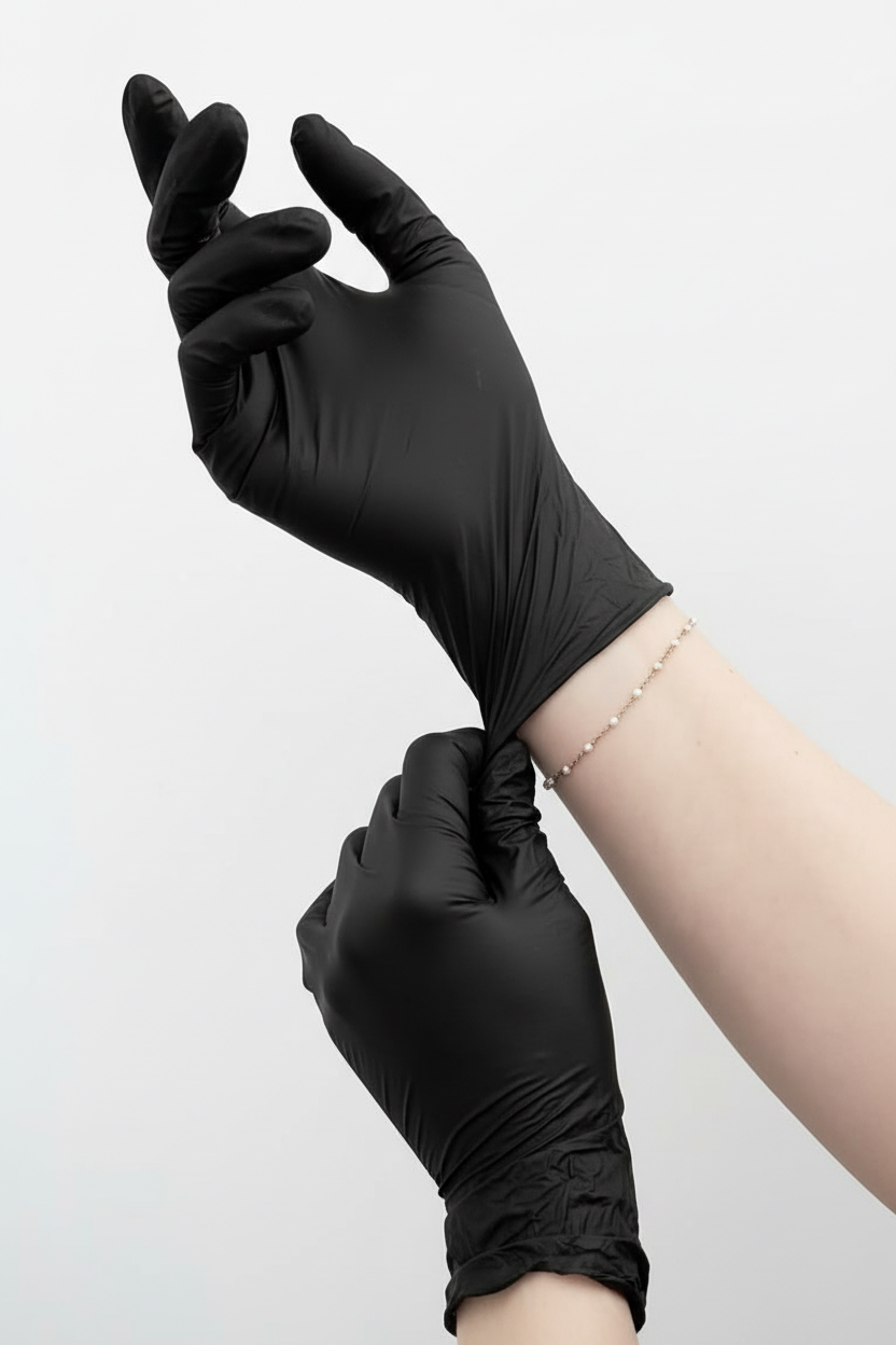 Enhanced Black Nitrile Gloves - Professional Product Image