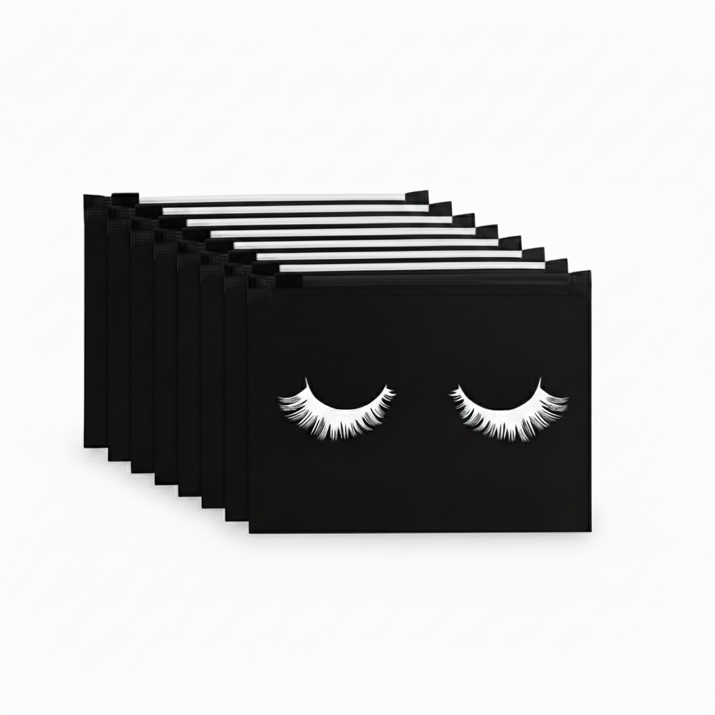 Lash Storage Bag - Black White Zipper