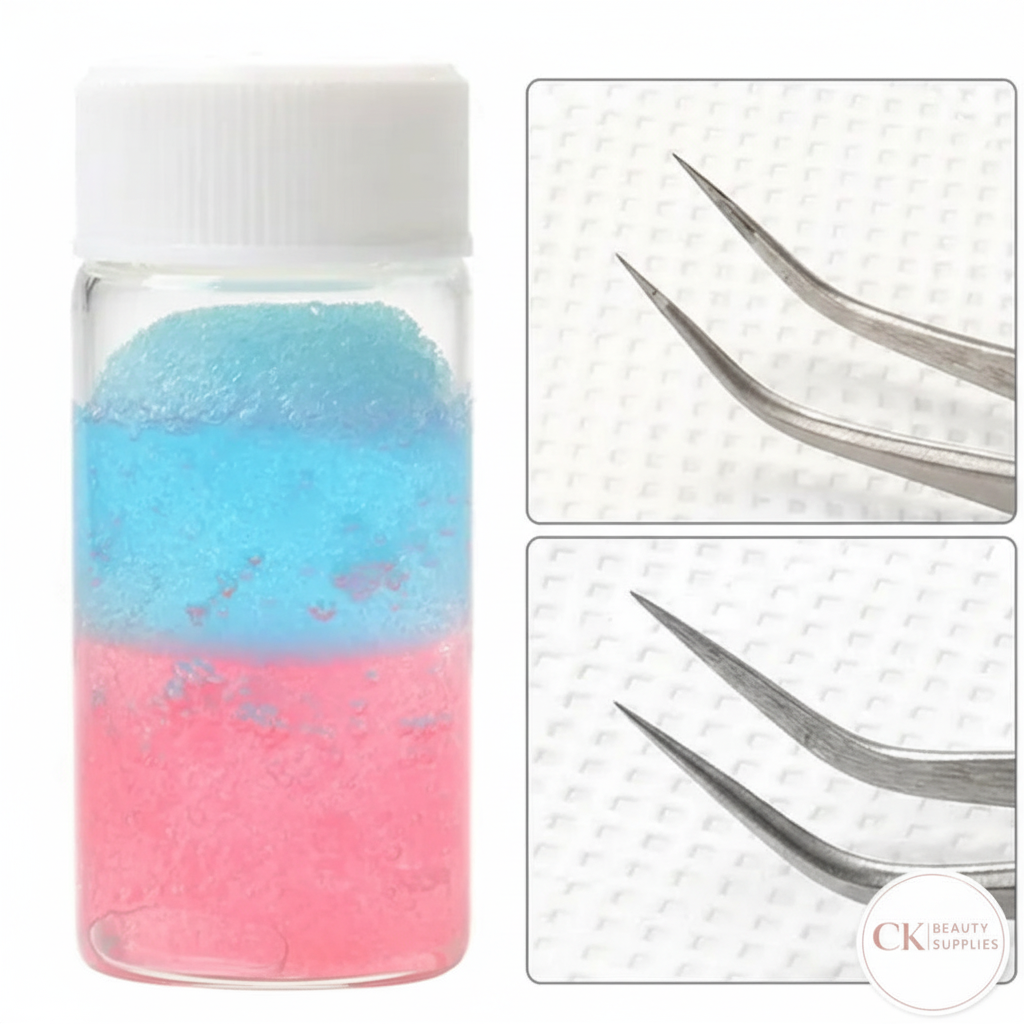 Professional Dual-Layer Cleanser with Tweezer Detail Shots and CK Beauty Supplies Logo
