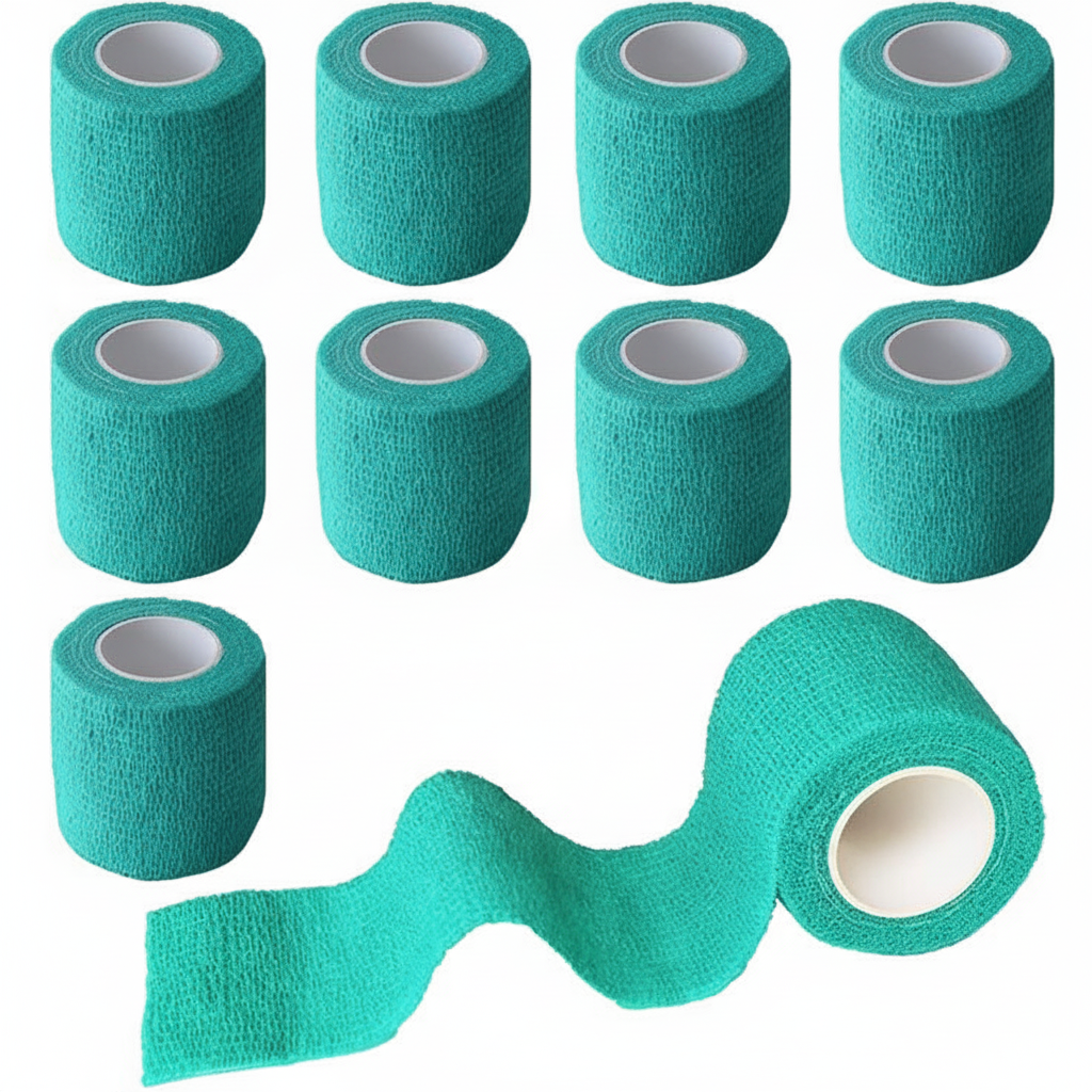 Professional mint green cohesive bandage tape display