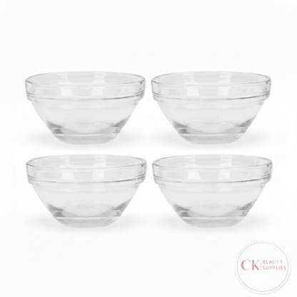 Clear Glass Bowls with CK Beauty Supplies Logo