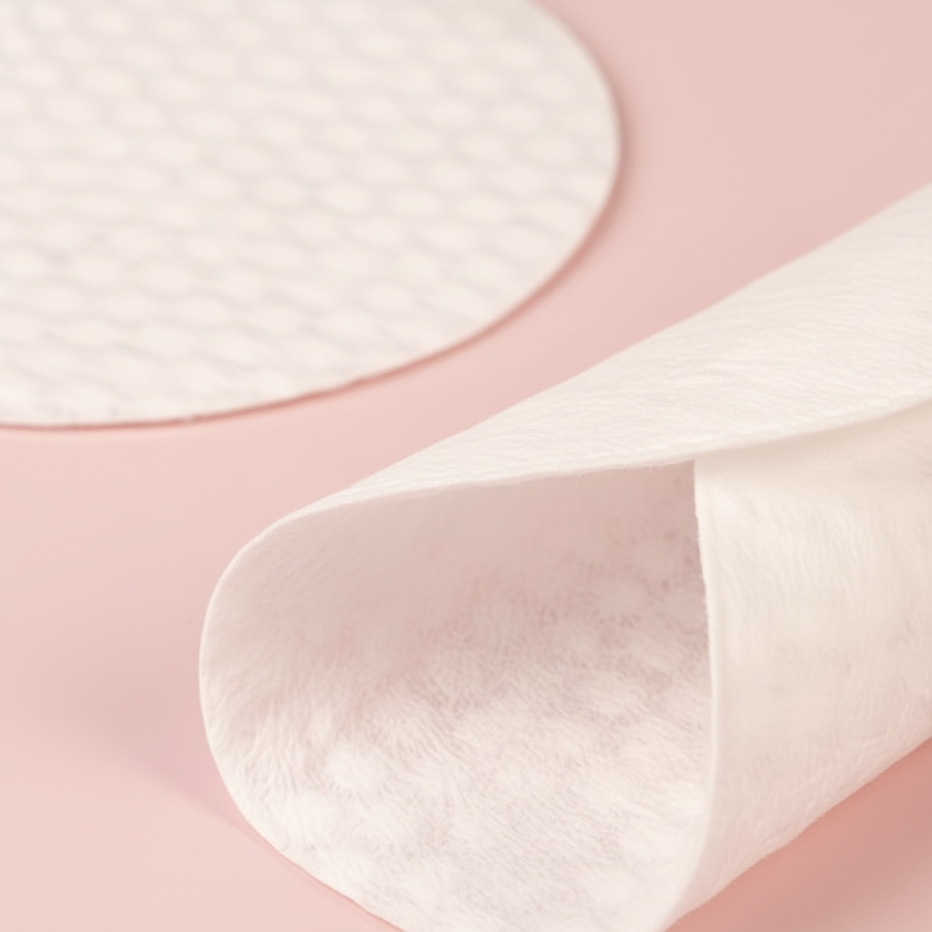 Cotton Pad Close-Up – Blush Pink Background