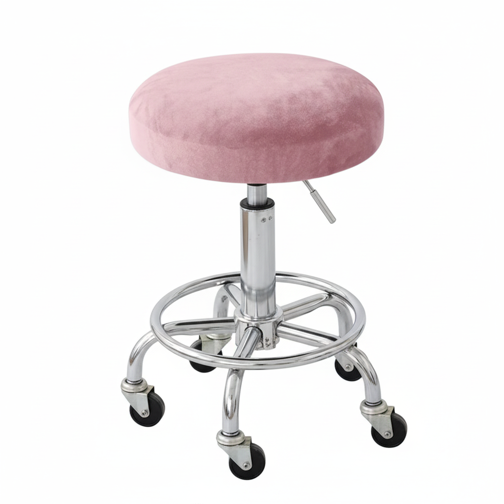 Enhanced Pink Rolling Stool - Professional Product Image