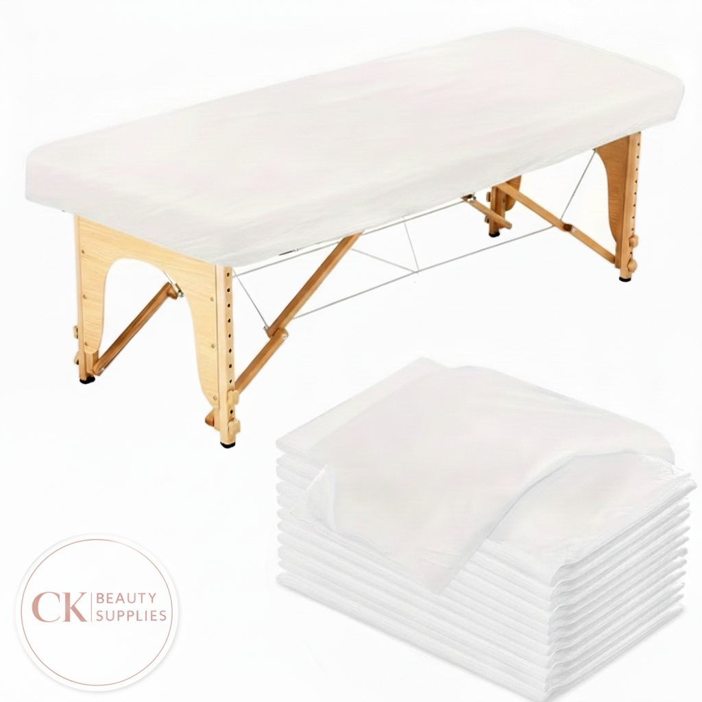 Massage Table with Disposable Sheets - With CK Beauty Supplies Logo