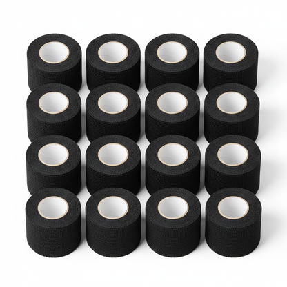 Professional black cohesive bandage tape grid display