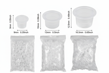 Professional ink cup sizing guide with measurements