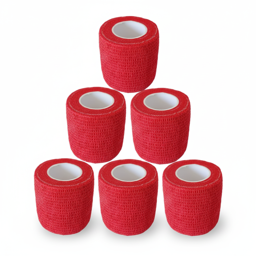 Professional red cohesive bandage tape pyramid display