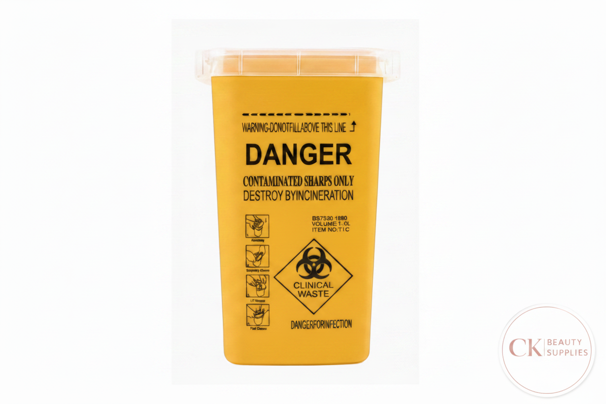 Sharps Container with CK Beauty Supplies Logo