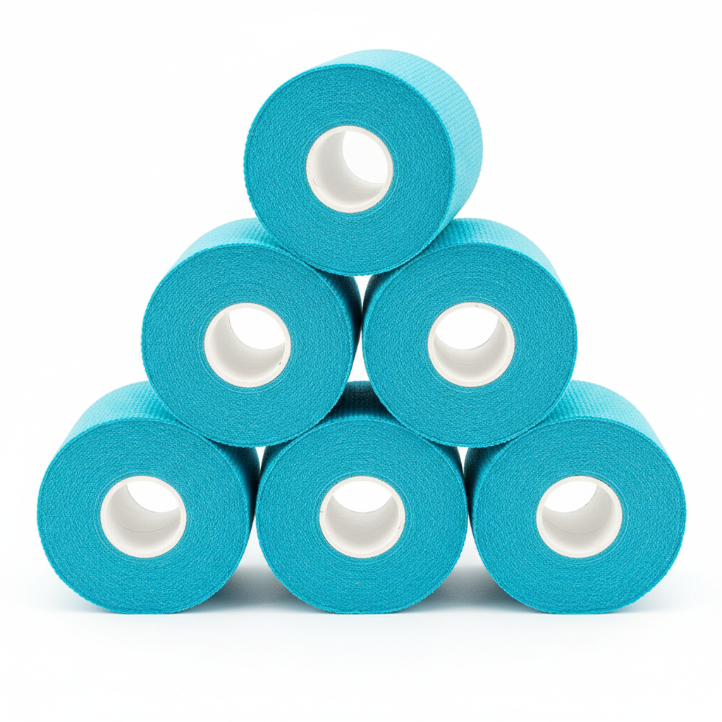 Turquoise blue cohesive bandage tape pyramid display