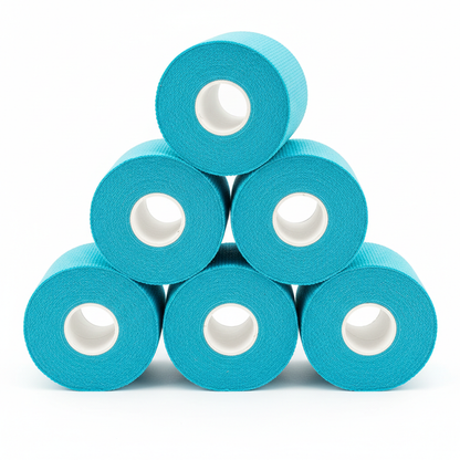 Turquoise blue cohesive bandage tape pyramid display