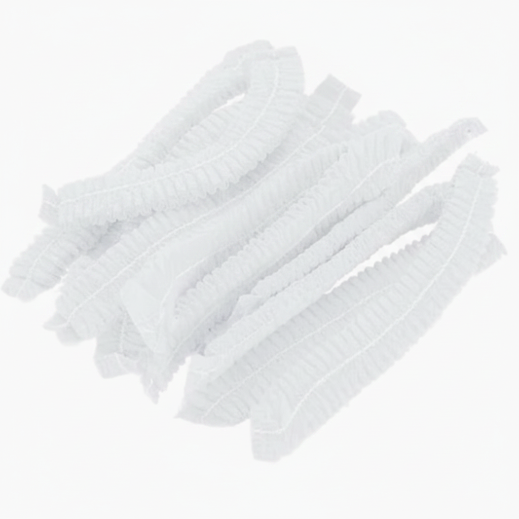 White Hair Nets - Light Grey Background
